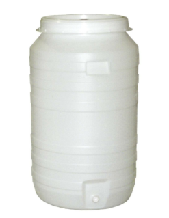 Tonneau 210L Plast.rond+robinet+barbot.